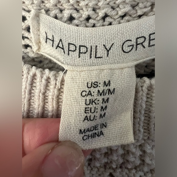 Happily Grey Wide Sleeve Cropped Sweater Sz Medium - Picture 2 of 5